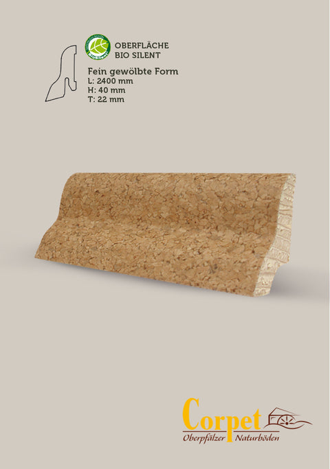 Corpet Cork Holzleiste korkummantelt Struktur fein gewölbte Form | B50051 Natur BioSilent Öl