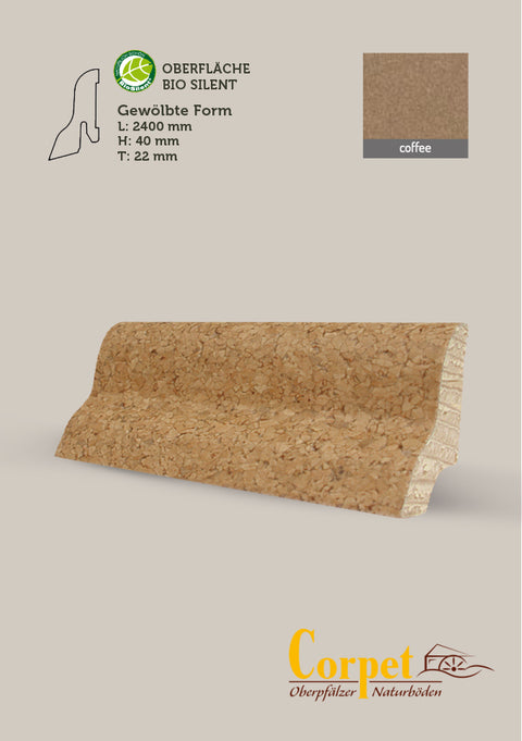 Corpet Cork Holzleiste korkummantelt Struktur fein gewölbte Form | B51000 Coffee BioSilent Öl