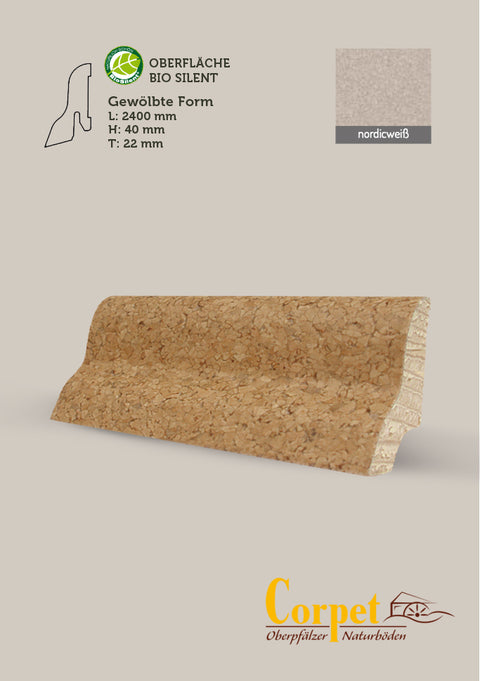 Corpet Cork Holzleiste korkummantelt Struktur fein gewölbte Form | B51000 Nordicweiss BioSilent Öl