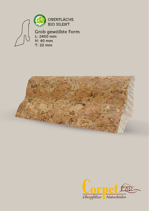 Corpet Cork Holzleiste korkummantelt Struktur grob gewölbte Form | B50056 Natur BioSilent Öl