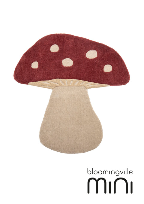 Bloomingville MINI Mushroom Teppich | Rot Wolle 82058403