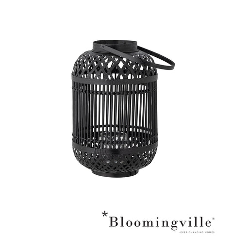 Bloomingville Tilla Laterne mit Glas | Schwarz Bambus 82056764